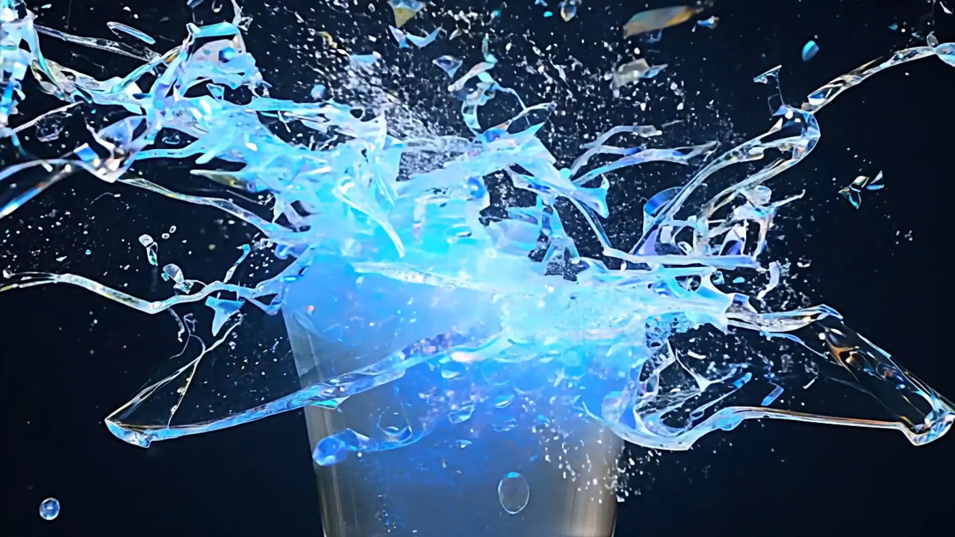 Abstract Shattering Glass Transition for Logo Animation